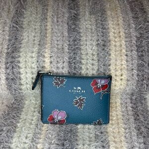 Coach Teal Floral Print ID Case